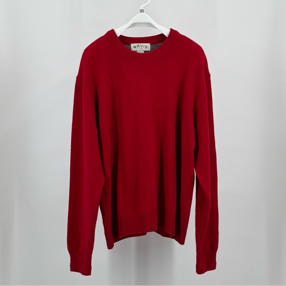 Orvis Men’s 100% Lambswool Red Crewneck Sweater Size L